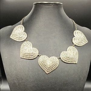 Rhinestone heart statement necklace bridal prom